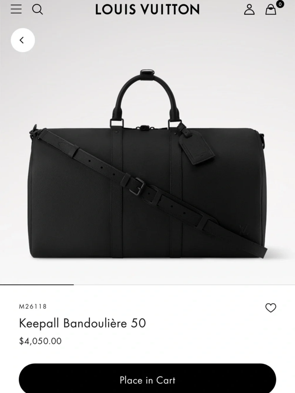 Louis Vuitton Black Leather Duffel with Detachable Logo Strap - Picture 6 of 6